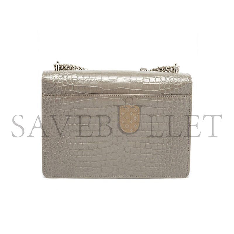 Y*L sunset medium chain bag in crocodile-embossed shiny leather 442906dnd0e1424 (22*16*6.5cm)